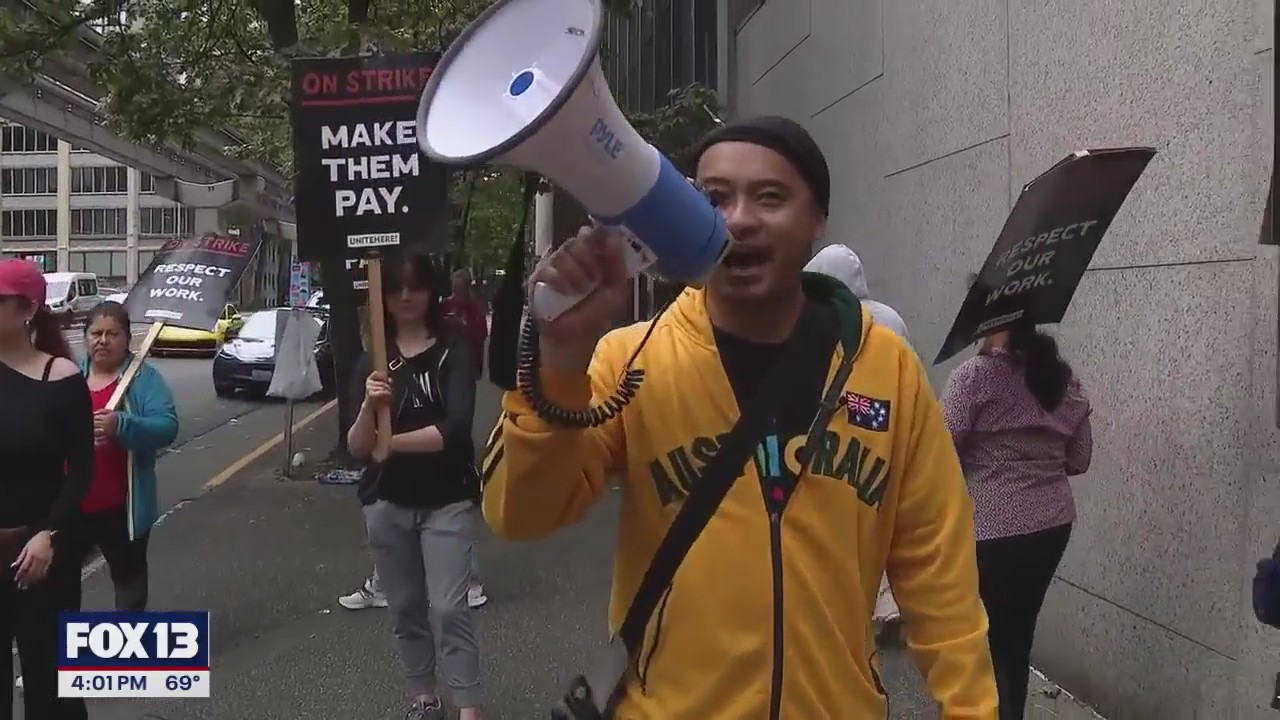 Seattle hotel workers strike on Labor Day, seeking fair wages and staffing