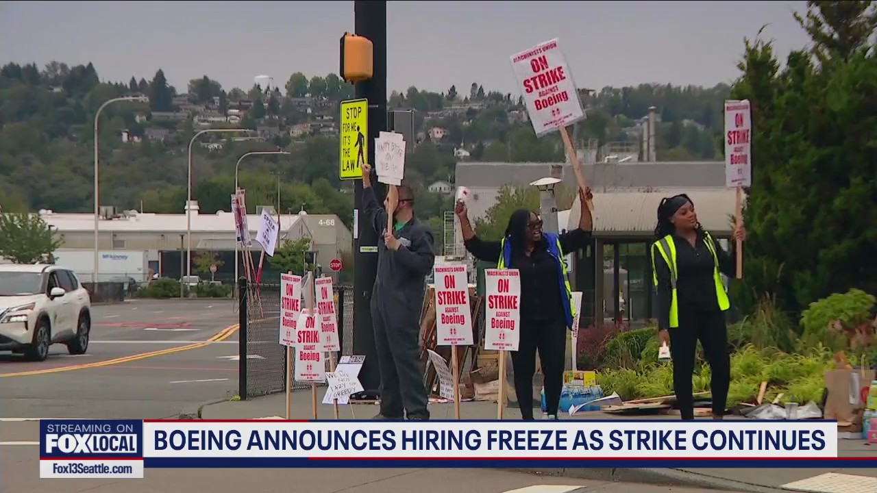 Boeing announces hiring freeze as strike continues
