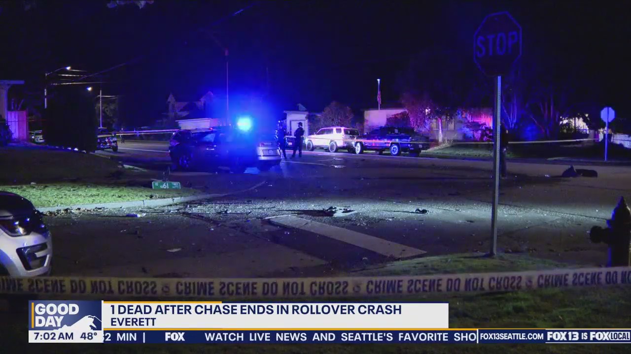 1 dead after chase ends in crash in Everett | FOX 13 Seattle