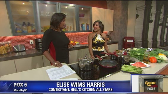 Elise Wims Harris cooks a dish on Good Day DC