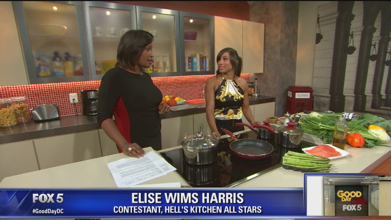 Elise Wims Harris cooks a dish on Good Day DC