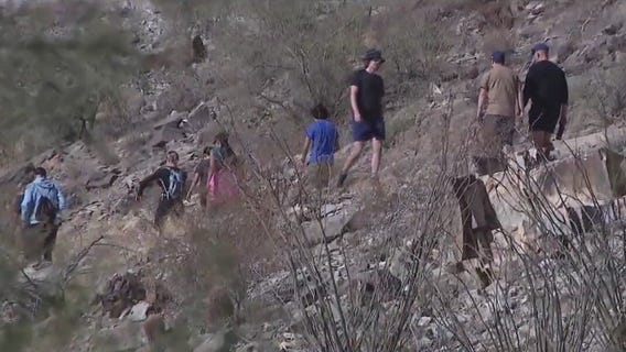 Hikers enjoying warmer winter weather before summer