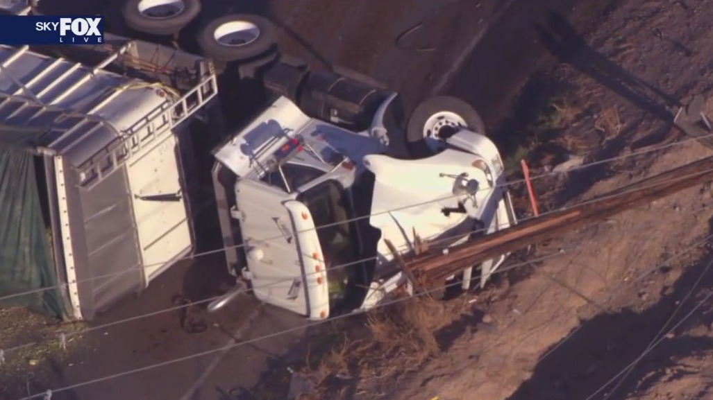 Semi-truck crash closes road in Phoenix
