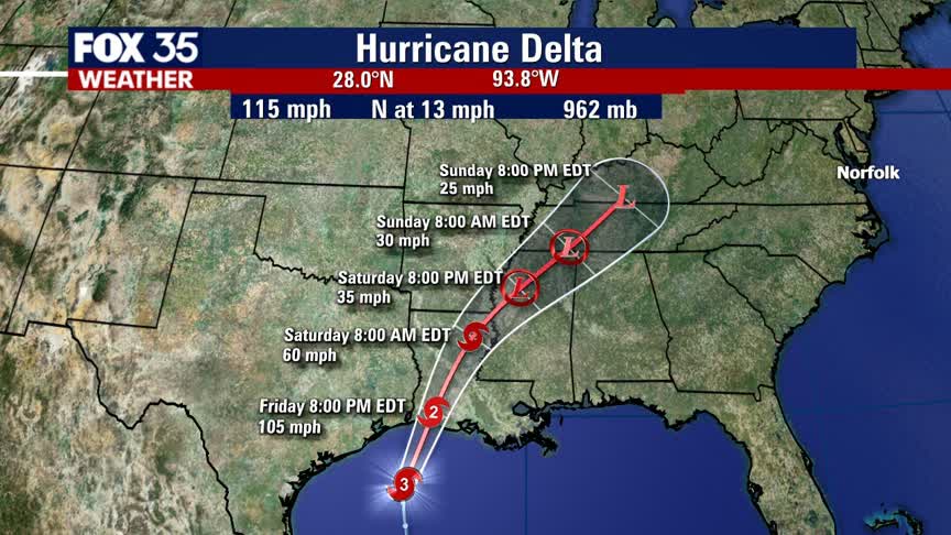 Tracking Delta as it nears Louisiana coast