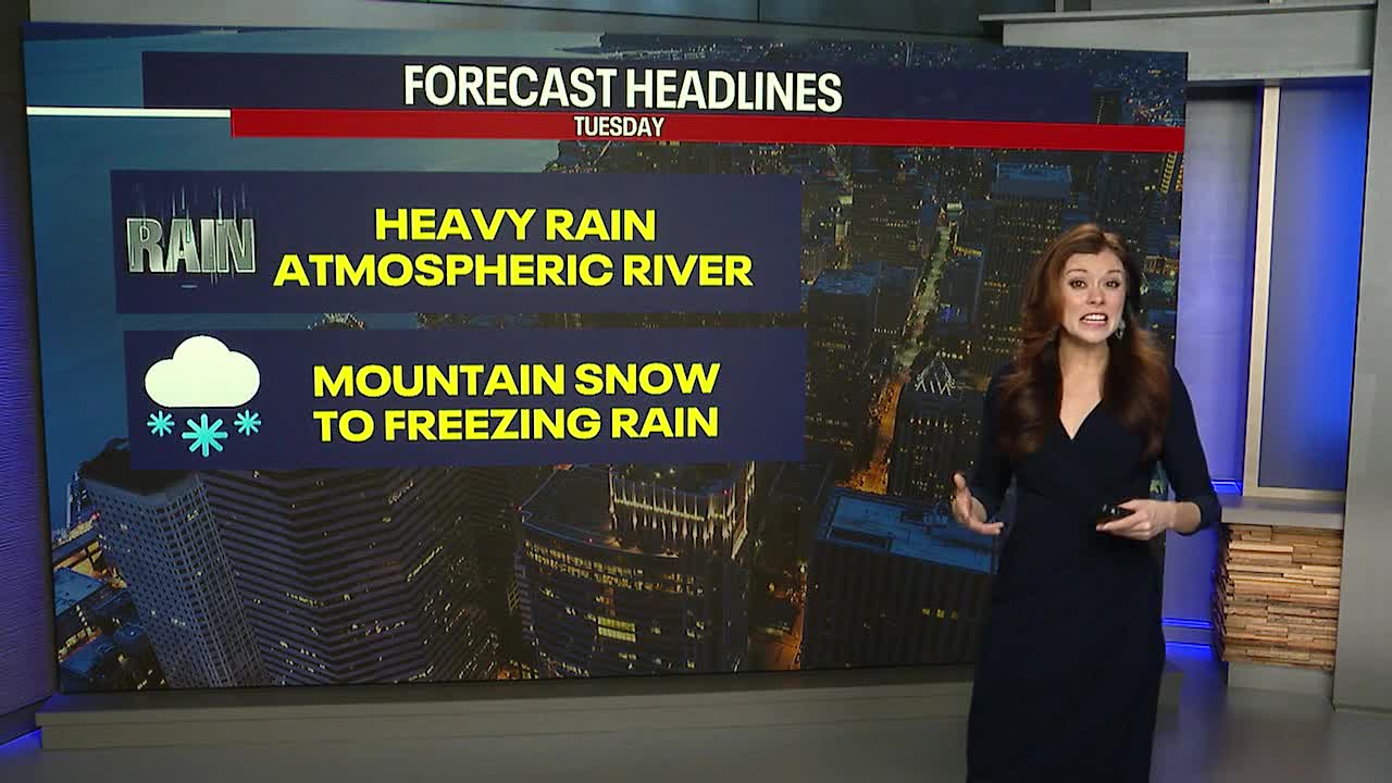 Seattle weather: Atmospheric river to bring heavy rain Tuesday