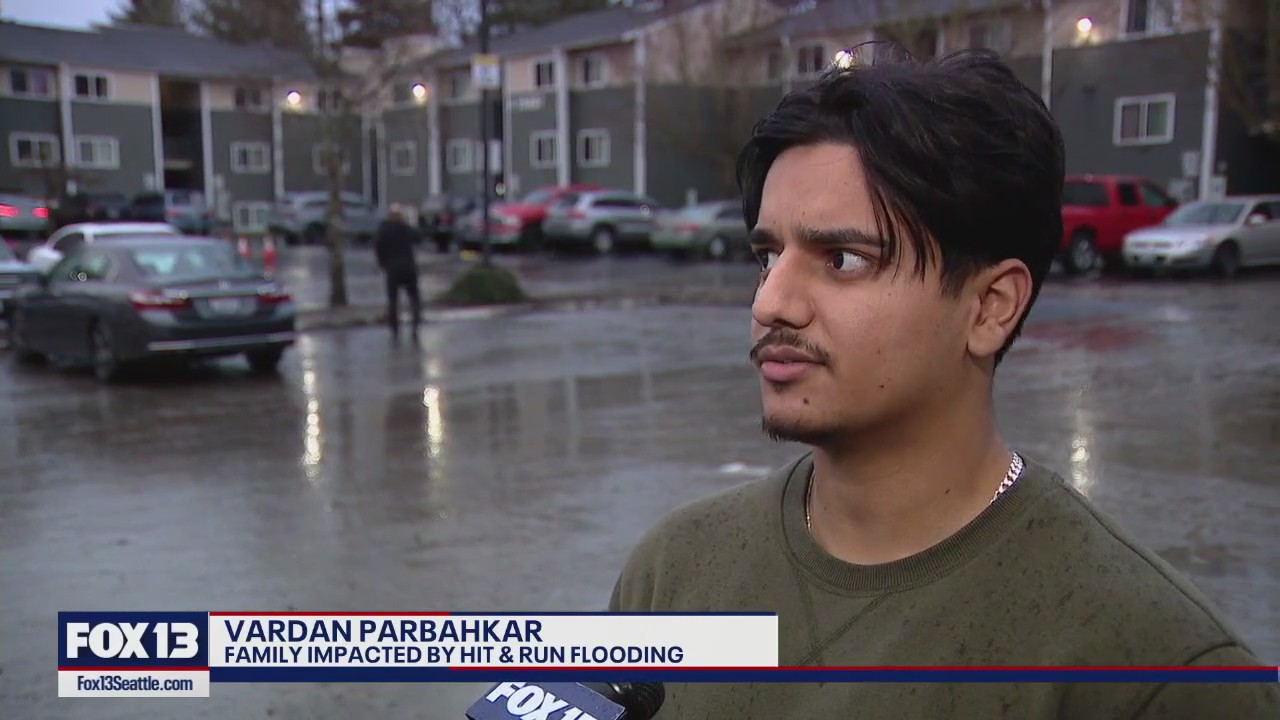 Kent families clean up flooding caused by hit-and-run driver