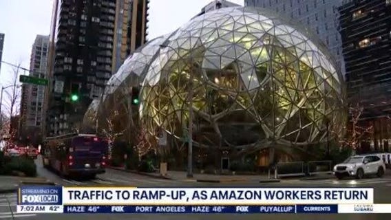 Seattle traffic ramps up as Amazon employees return to work