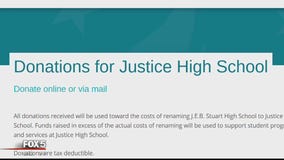 Fairfax Co. Public Schools seeking donations to help with renaming costs of J.E.B. Stuart High School to Justice High School