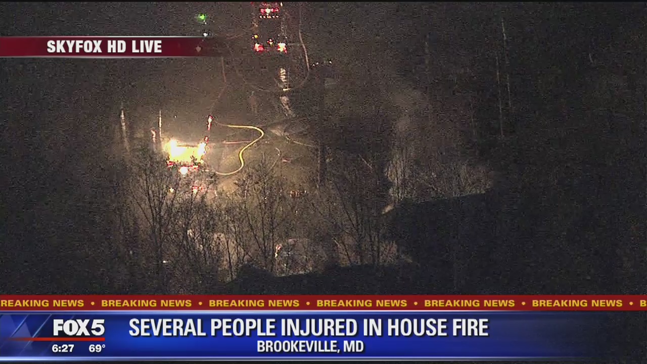 Large house fire in Brookeville; several injured