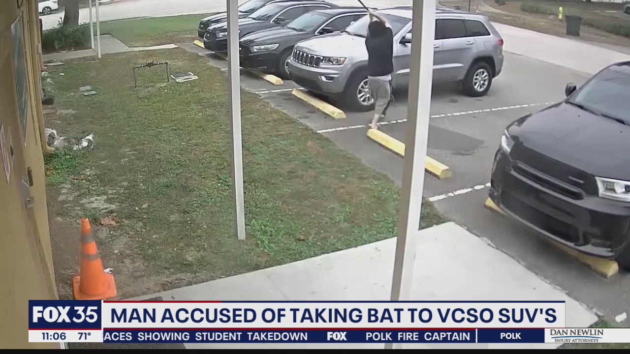Man accused of taking bat to VCSO vehicles