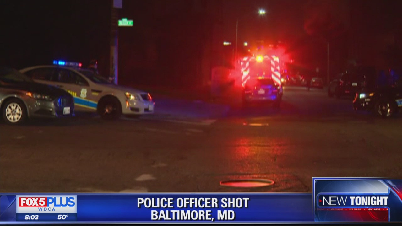 Officer shot in Baltimore, police say