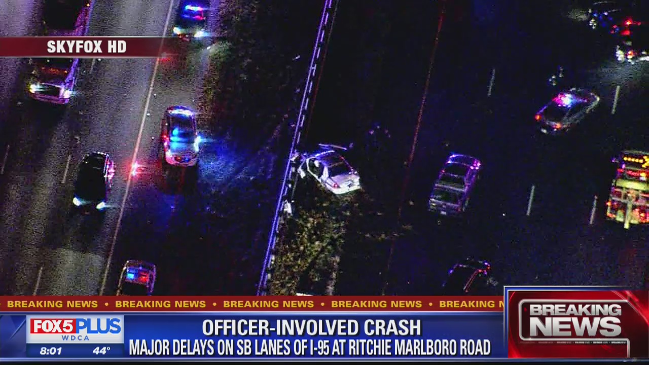 Officer, 8 others injured in crash on Beltway in Prince George's County