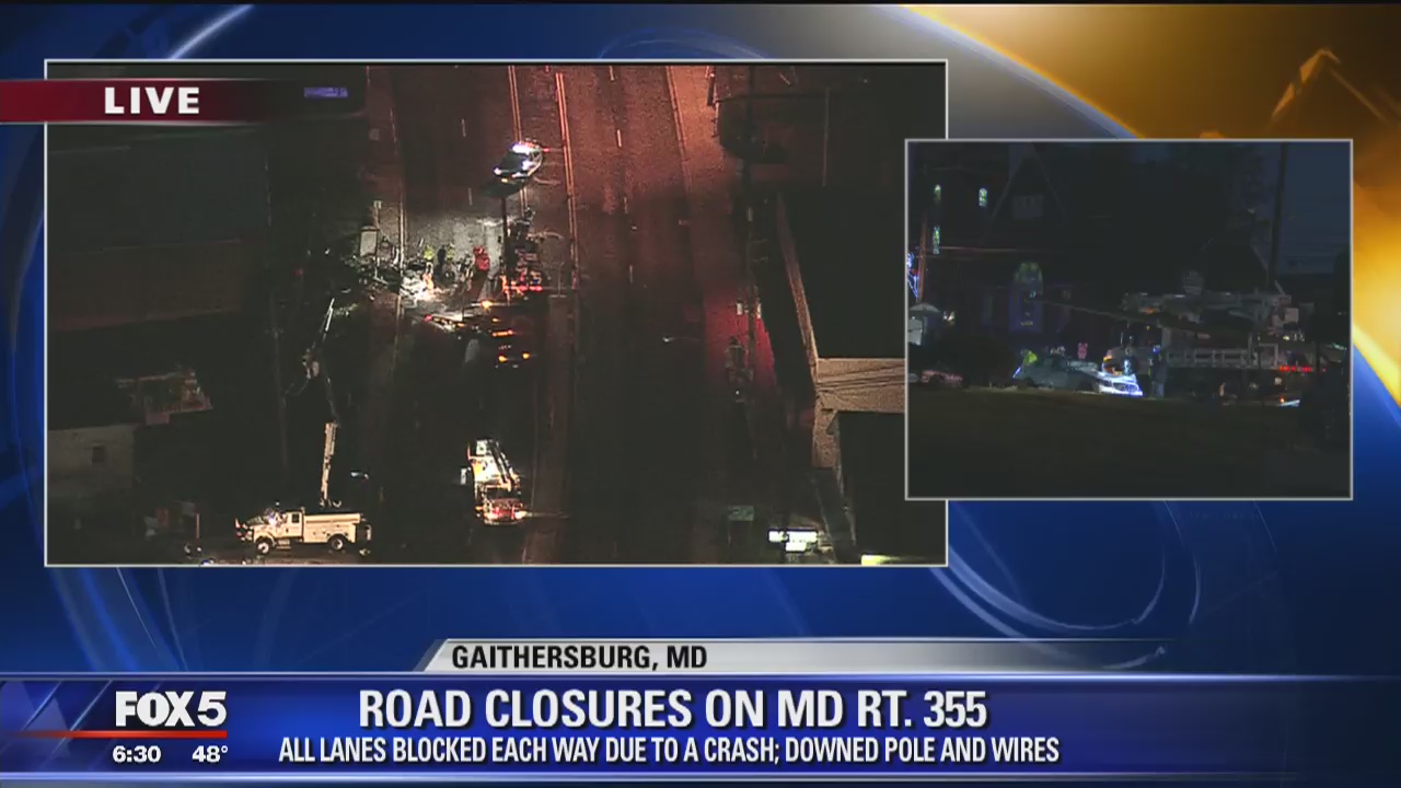 Crash shuts down Route 355 in Gaithersburg