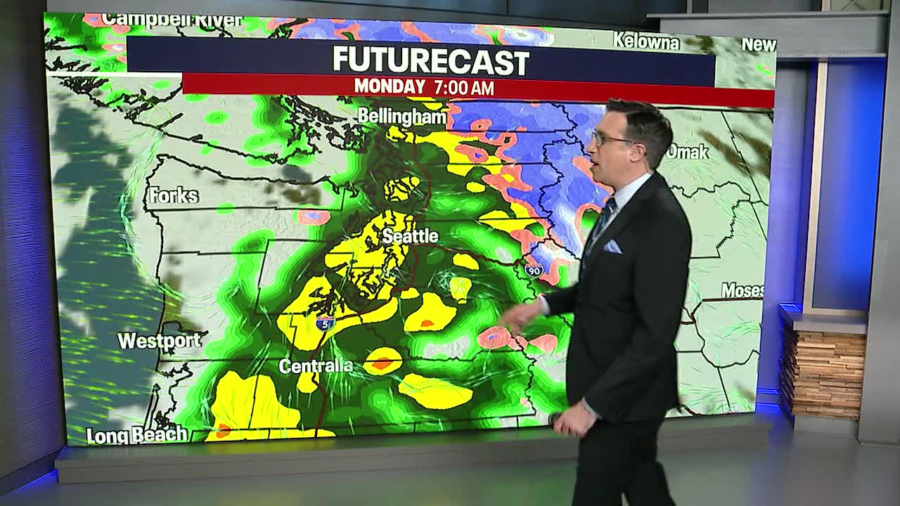 Seattle weather: Wet start on Monday morning