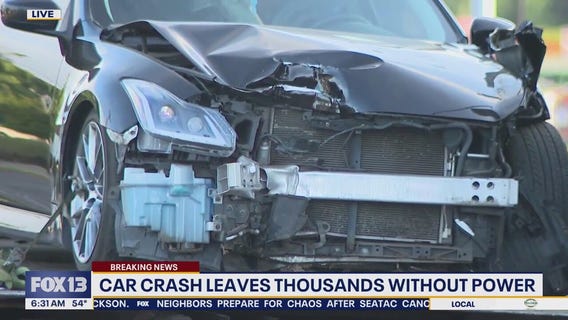 Tacoma car crash leaves residents without power