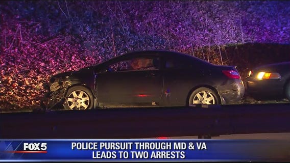 2 people in custody in Virginia following police chase that started in Maryland