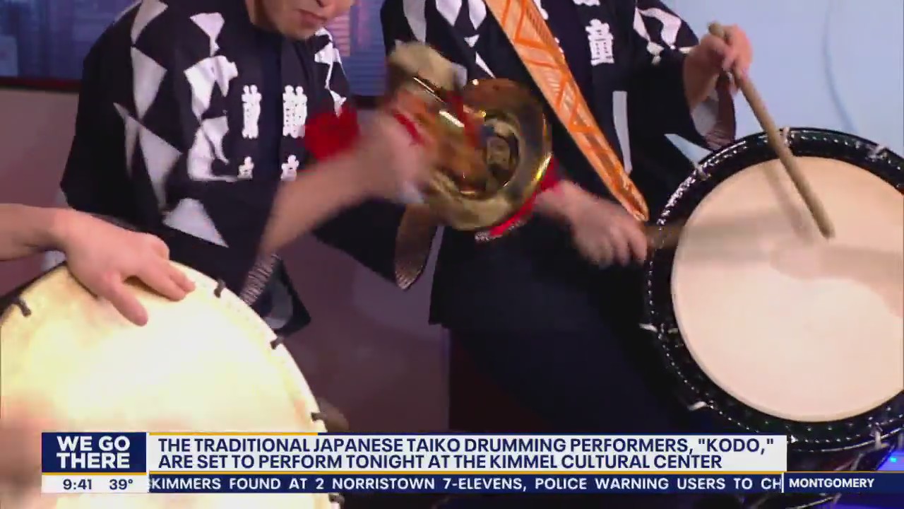 Traditional Japanese Taiko drummers performing in Philadelphia Tuesday night