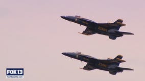 The U.S. Navy Blue Angels arrive in Seattle ahead of Seafair weekend