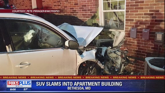 SUV slams into Bethesda apartment building