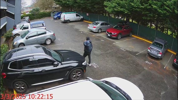 Surveillance shows suspect leaving burglary homicide scene in Renton