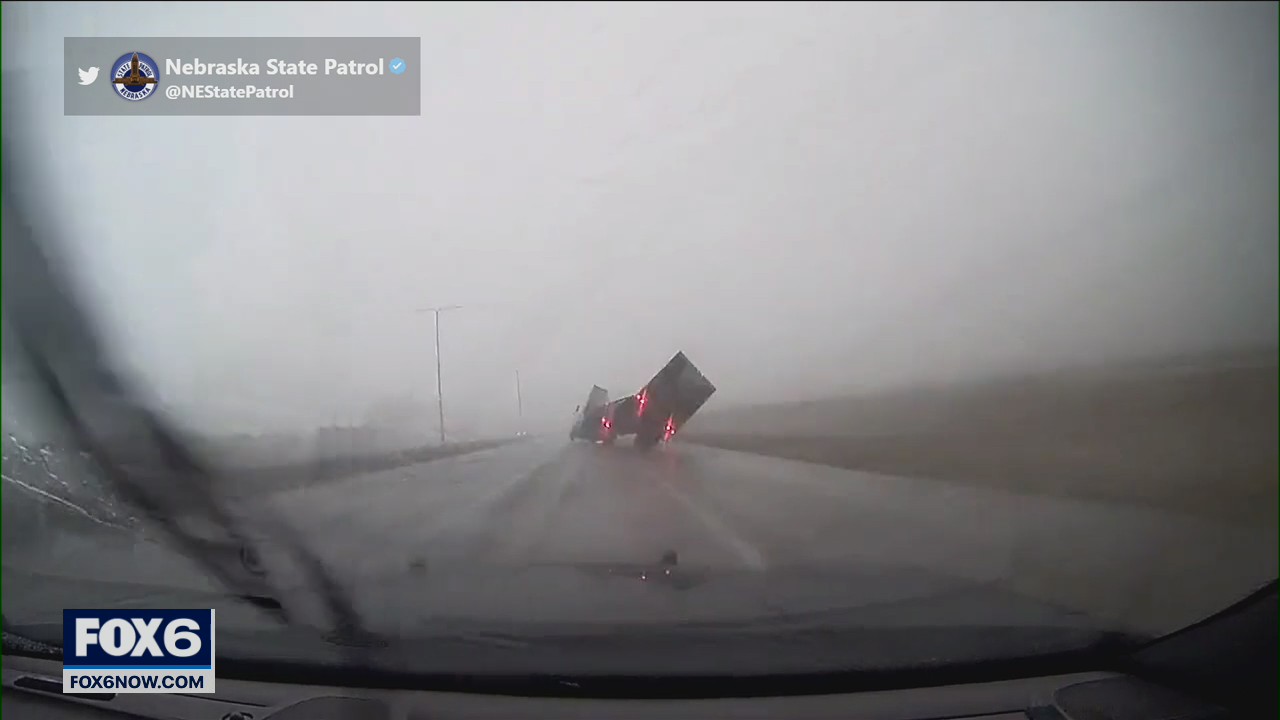 Strong wind tips semis, drivers warned