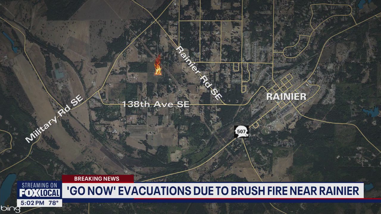 Wildfire triggers Level 3 evacuations near Rainier