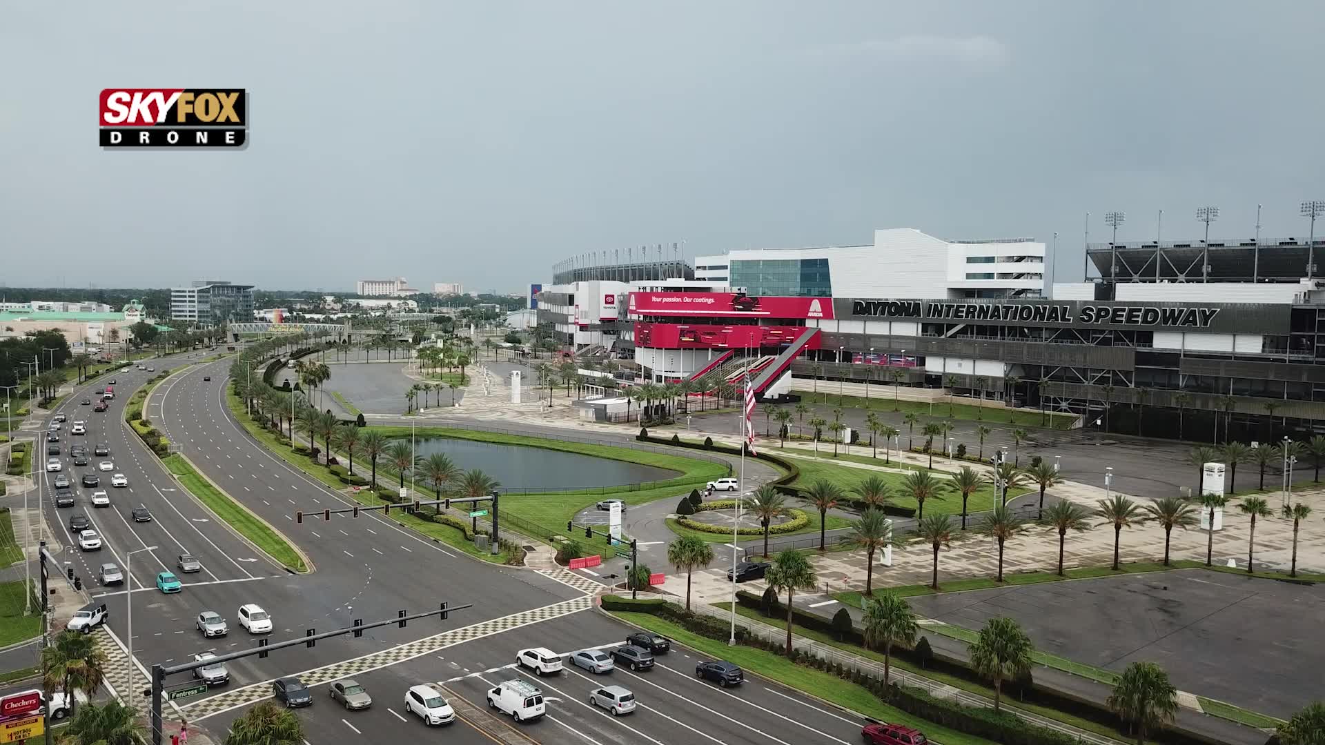 SKYFOX Drone in front of Daytona International Speedway
