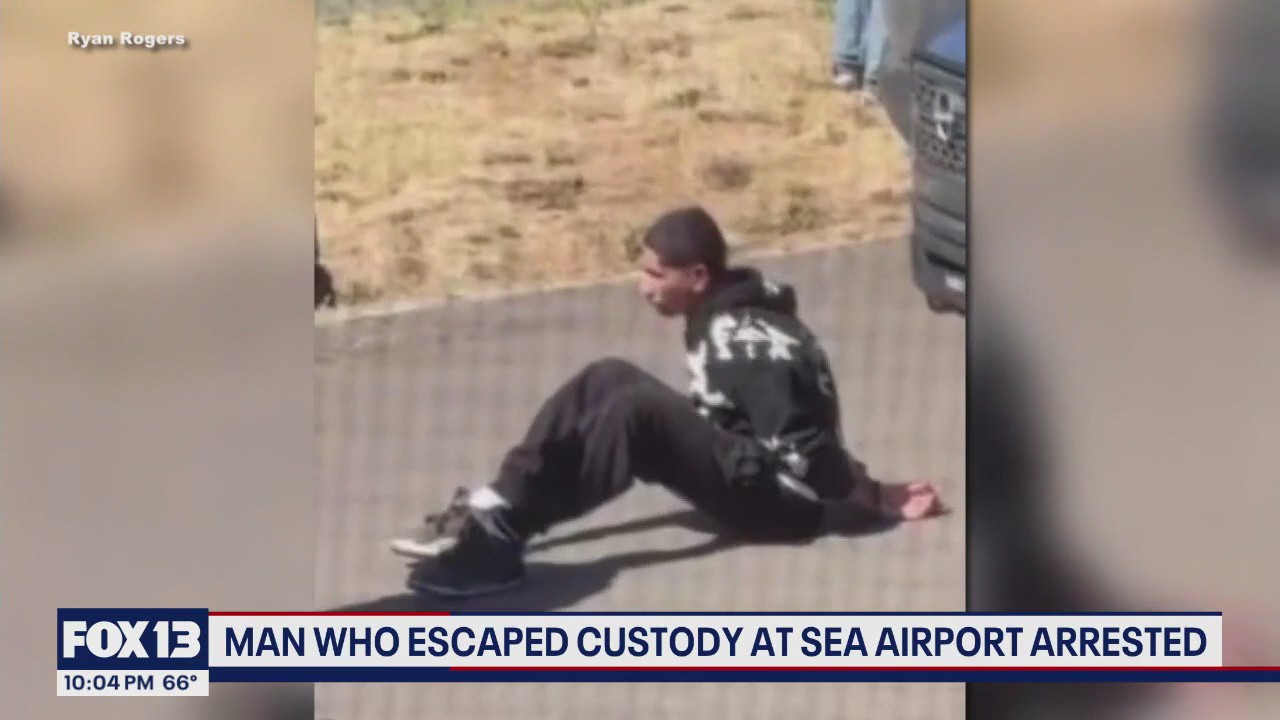 Arrest of Seattle airport fugitive caught on camera