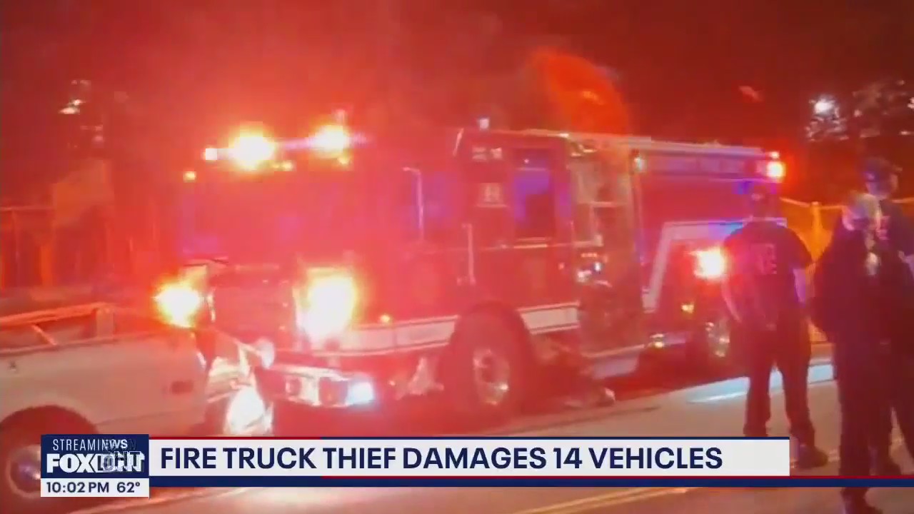 Thief steals Everett fire truck, smashes 14 cars