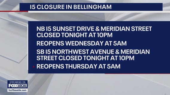 I-5 fully closed overnight in Bellingham