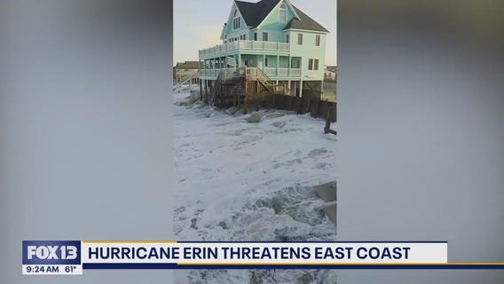 Flooded roads from Hurricane Erin threatening homes in North Carolina