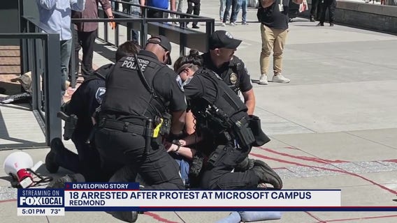 Protest at Microsoft campus leads to 18 arrests