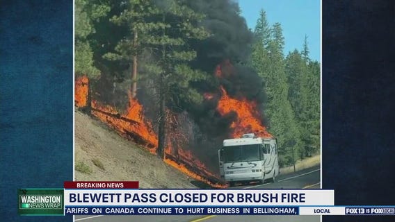 Blewett Pass closed due to brush fire