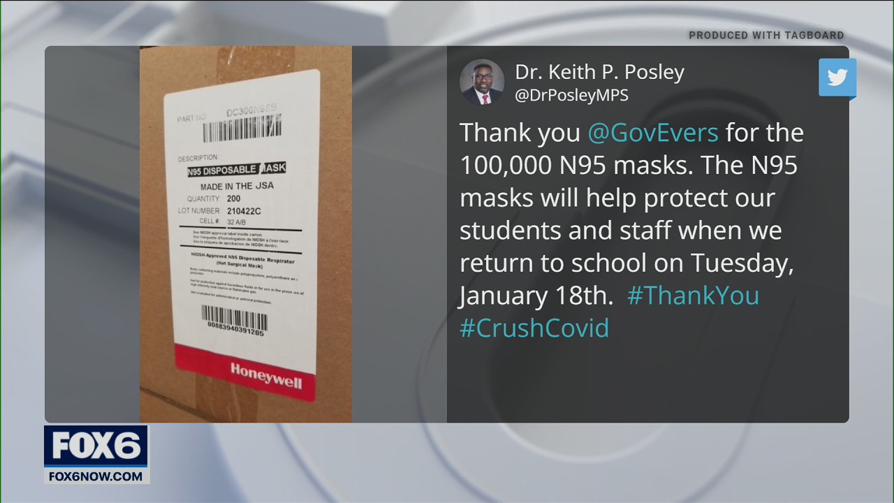 N95 masks for Milwaukee Public Schools
