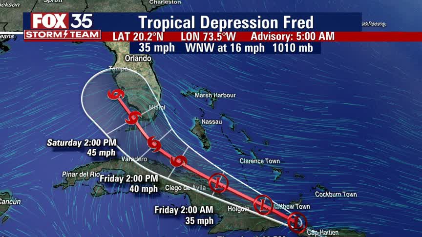 Fred remains a tropical depression, still on path toward Florida