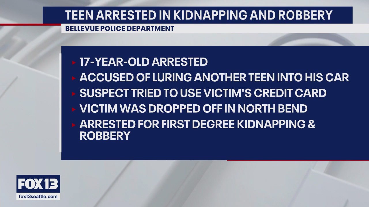 Teen arrested for kidnapping, robbery in Bellevue | FOX 13 Seattle
