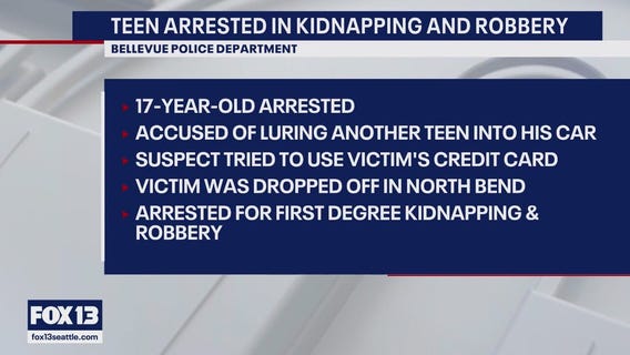 Teen arrested for kidnapping, robbery in Bellevue