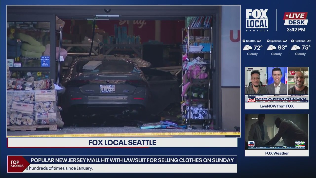 Car crashes through Kirkland Grocery Outlet