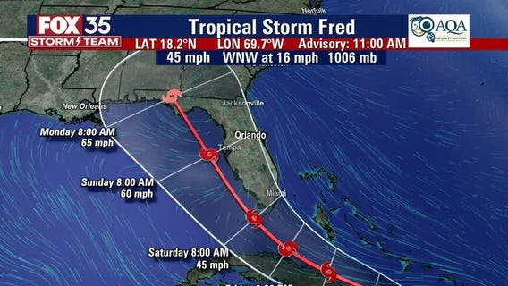 Tropical Storm Fred strengthens slightly on path toward Florida