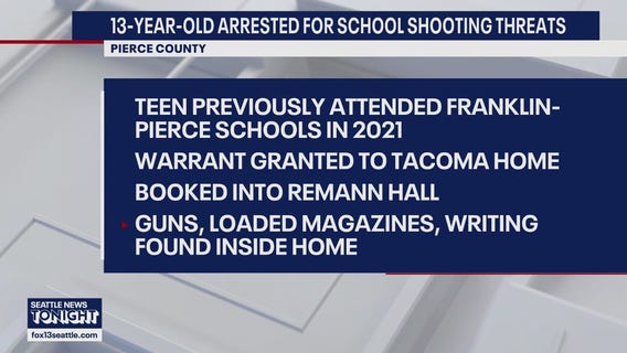 13-year-old arrested for making school shooting threats in Pierce County