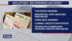 No jackpot, but WA has several $100K, $50K Powerball winners