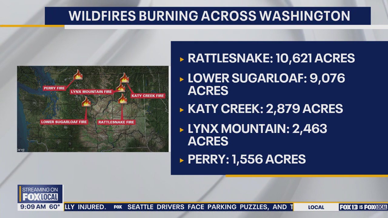 Update on wildfires swelling across Washington