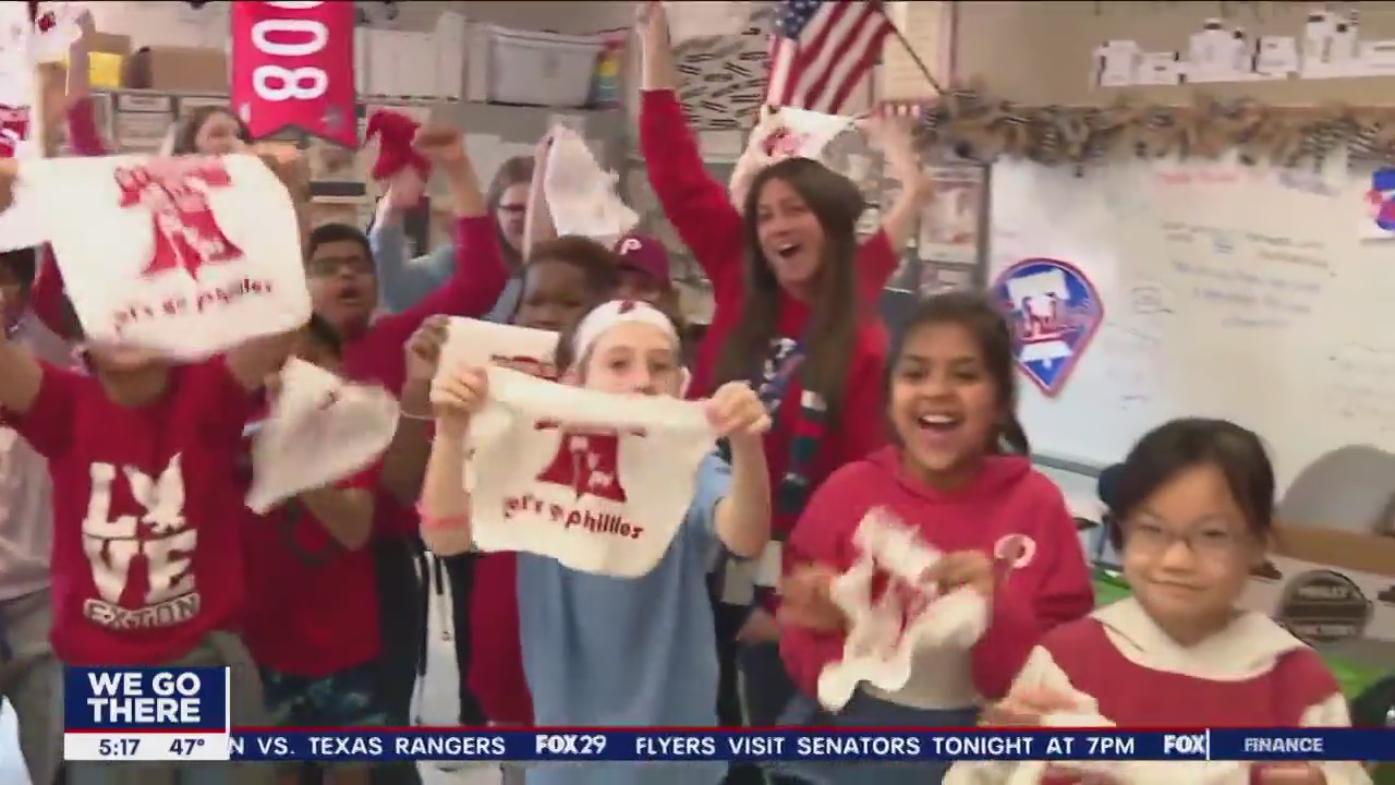 4th grade Chester County class celebrates Phillies opening day while learning