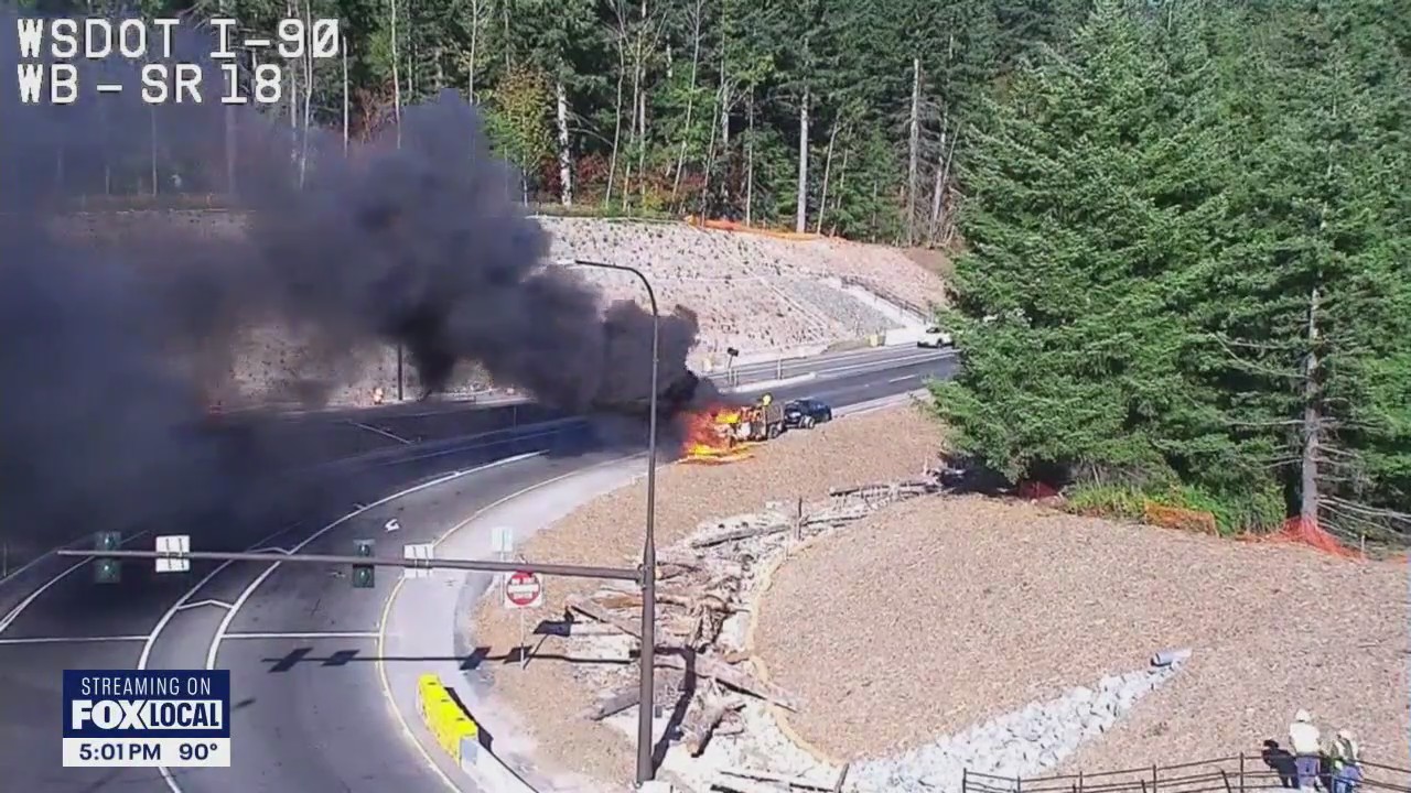 Car fire off I-90 near SR 18