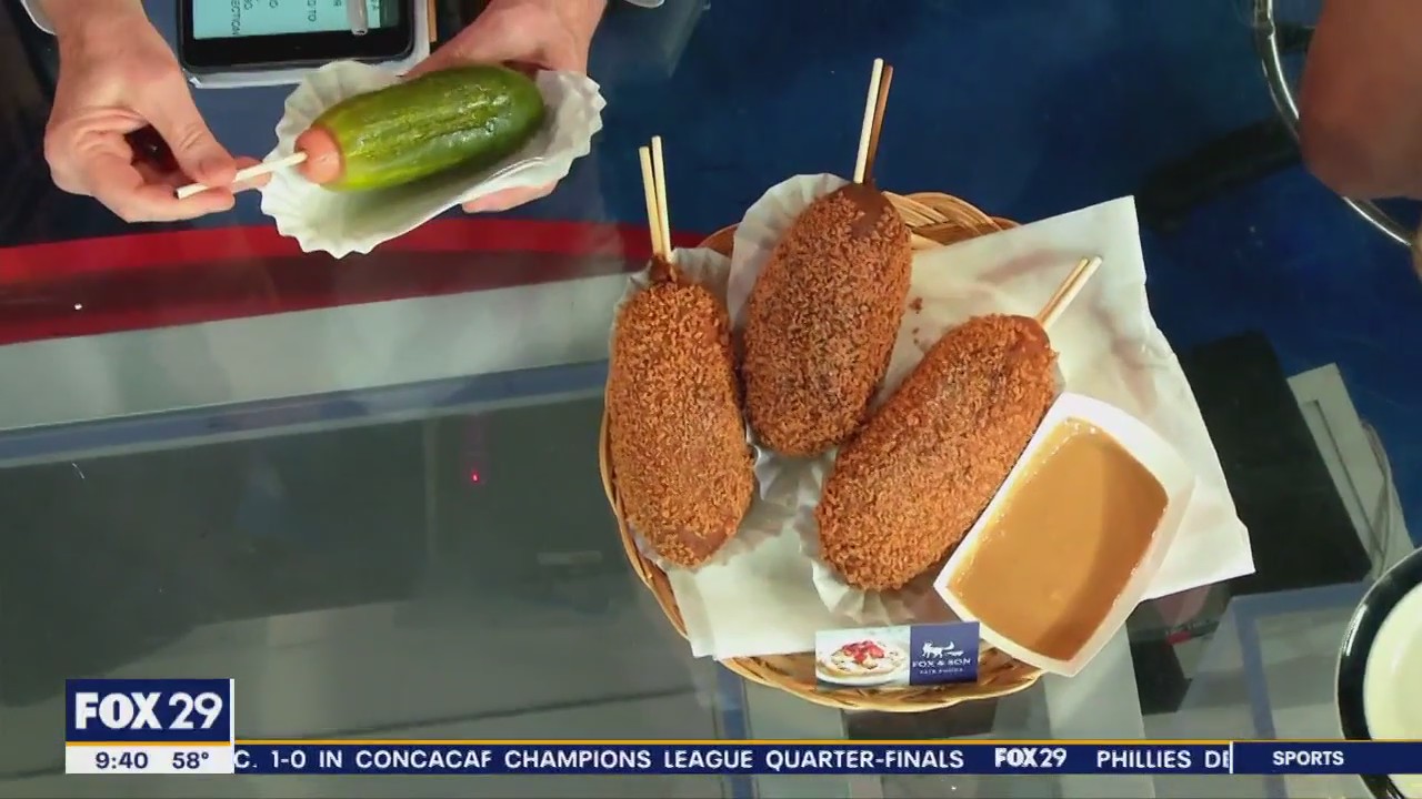 Grab a fried pickle corn dog at the Reading Terminal Market