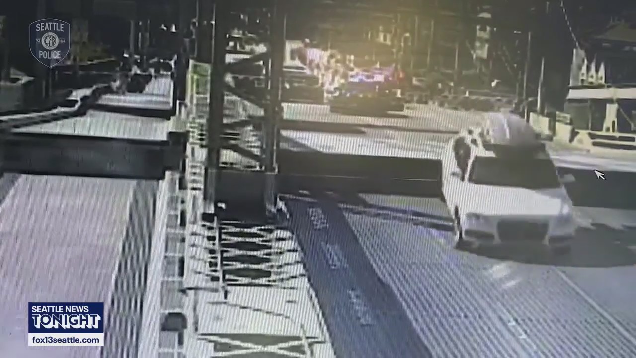 New video shows car jumping University Bridge in Seattle