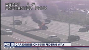 Car ignites on I-5 in Federal Way
