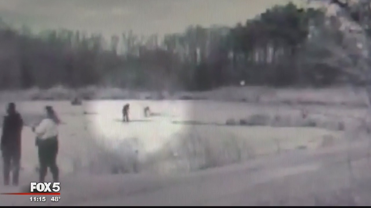 PGPD officer falls into pond during water rescue