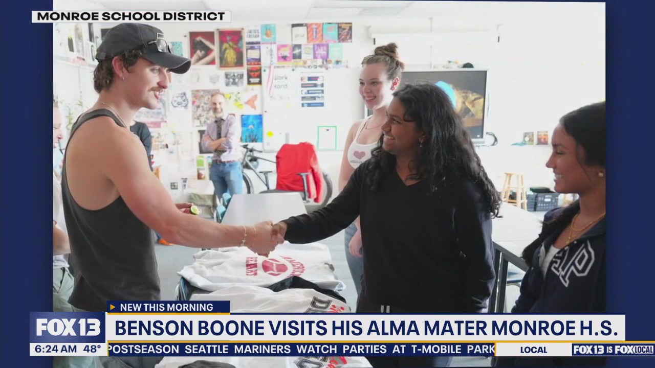 Benson Boone visits alma mater Monroe High School in WA