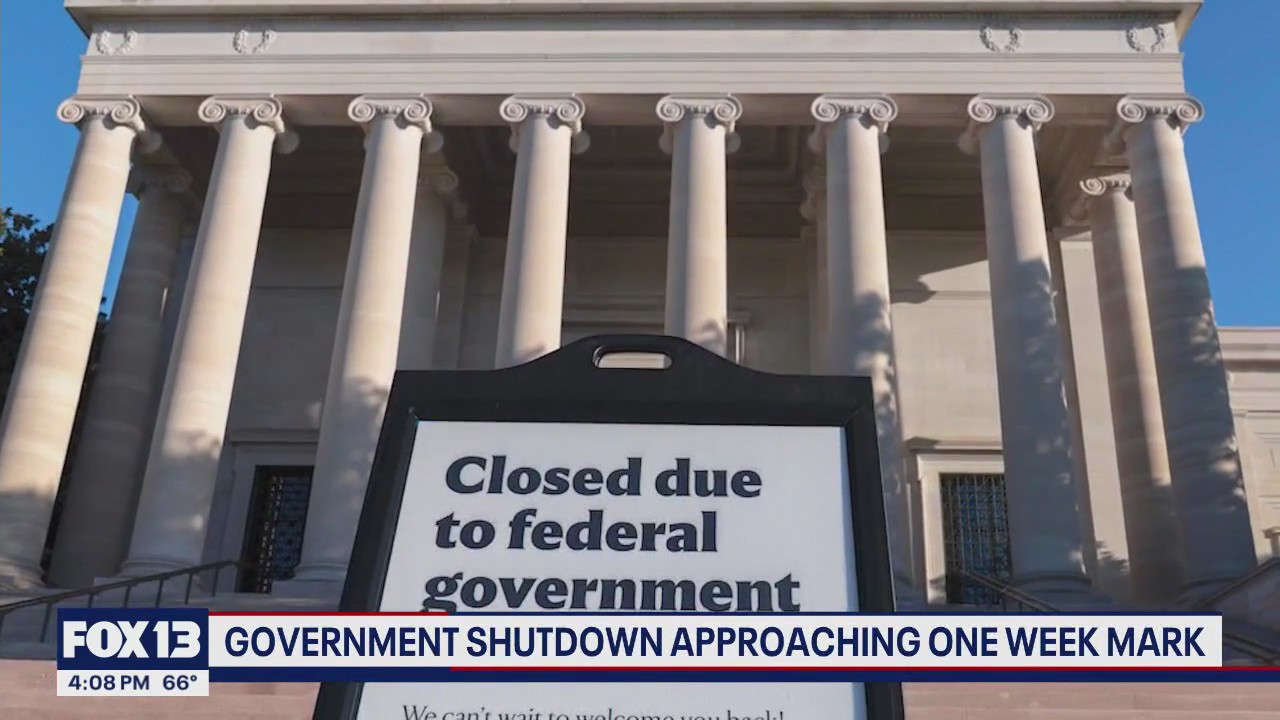 Government shutdown nears one week with worker paychecks at risk